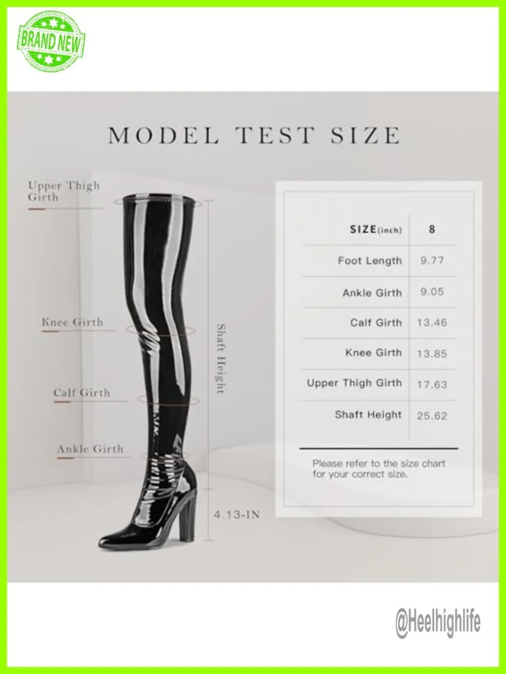 Patent Leather PU Pointed Toe Block Heel Over the Knee Boots Gogo Chunky Heel